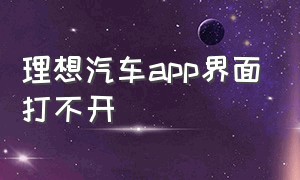 理想汽车app界面打不开