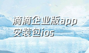 滴滴企业版app安装包ios（滴滴出行企业版app官方最新版下载）