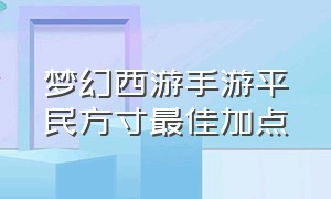 梦幻西游手游平民方寸最佳加点