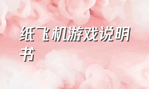 纸飞机游戏说明书