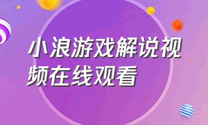 小浪游戏解说视频在线观看