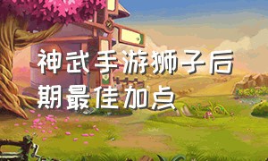 神武手游狮子后期最佳加点