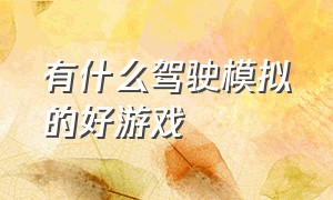 有什么驾驶模拟的好游戏（真实模拟驾驶游戏推荐）