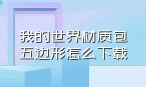 我的世界材质包五边形怎么下载（我的世界的高级材质包怎么下载）