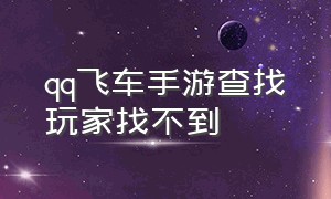 qq飞车手游查找玩家找不到（qq飞车手游怎么找之前的区）