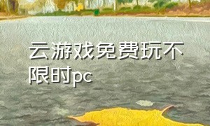 云游戏免费玩不限时pc