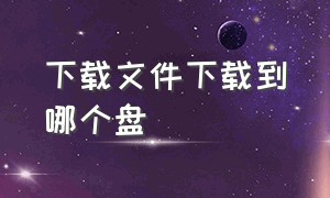 下载文件下载到哪个盘