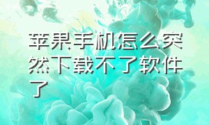 苹果手机怎么突然下载不了软件了