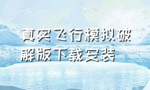 真实飞行模拟破解版下载安装（真实飞行模拟破解版下载安装2.0.1）