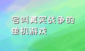 名叫真实战争的单机游戏（真实战争游戏单机版）