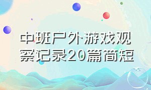 中班户外游戏观察记录20篇简短