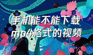 手机能不能下载mp4格式的视频