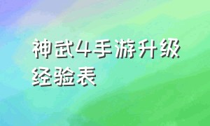 神武4手游升级经验表