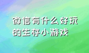 微信有什么好玩的生存小游戏（微信上可以生存建造的小游戏推荐）