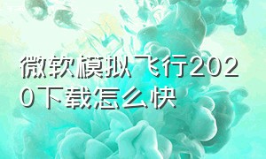 微软模拟飞行2020下载怎么快（微软模拟飞行2020中文版下载教程）