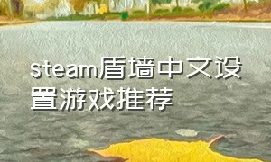 steam盾墙中文设置游戏推荐