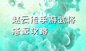 赵云传手游武将搭配攻略