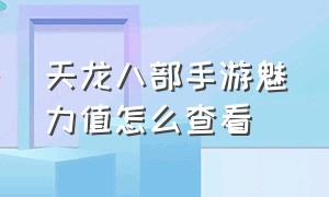 天龙八部手游魅力值怎么查看