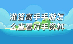 灌篮高手手游怎么查看对手资料（灌篮高手手游中锋怎么卡位）