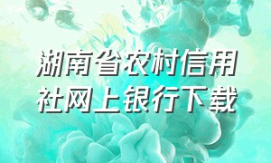 湖南省农村信用社网上银行下载（湖南农村信用社手机银行app下载）