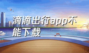 滴滴出行app不能下载