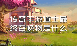 传奇手游道士最终召唤物是什么