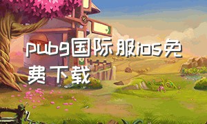 pubg国际服ios免费下载（pubg国际服免费下载苹果版）