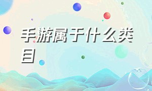 手游属于什么类目