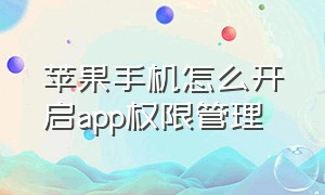 苹果手机怎么开启app权限管理