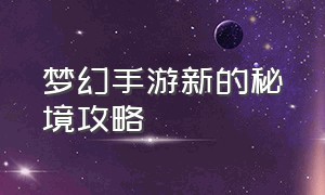 梦幻手游新的秘境攻略