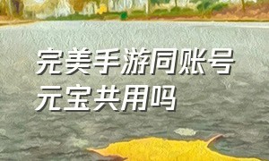 完美手游同账号元宝共用吗