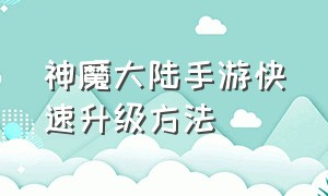 神魔大陆手游快速升级方法