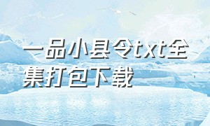 一品小县令txt全集打包下载