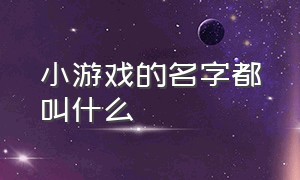 小游戏的名字都叫什么