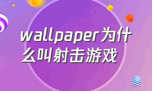 wallpaper为什么叫射击游戏（wallpaper为什么是第一人称射击游戏）