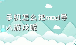 手机怎么把mod导入游戏呢（手游MOD如何安装）