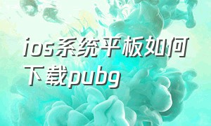 ios系统平板如何下载pubg（苹果平板怎样下载pubg）