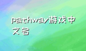 pathway游戏中文名（pathway游戏更改中文）
