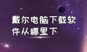 戴尔电脑下载软件从哪里下