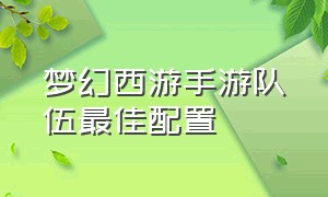 梦幻西游手游队伍最佳配置