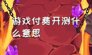 游戏付费开测什么意思