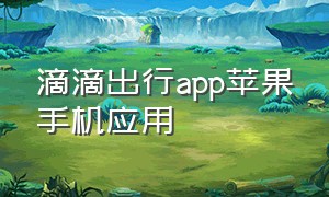 滴滴出行app苹果手机应用