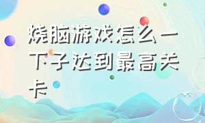 烧脑游戏怎么一下子达到最高关卡