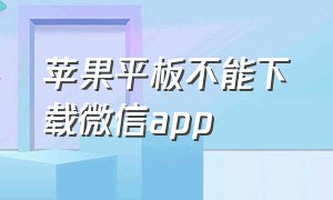 苹果平板不能下载微信app（苹果平板不能下载微信吗）