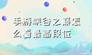 手游峡谷之巅怎么看最高段位