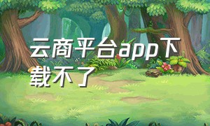 云商平台app下载不了