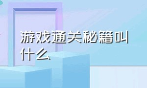 游戏通关秘籍叫什么