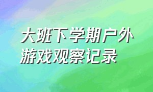 大班下学期户外游戏观察记录（大班户外游戏观察记录三十篇简短）