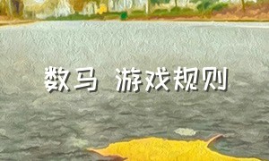 数马 游戏规则（数马游戏规则及玩法）