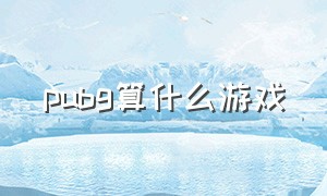 pubg算什么游戏